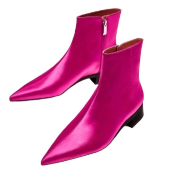 ZARA ankle hot pink satin boots size 37 - Picture 4 of 8